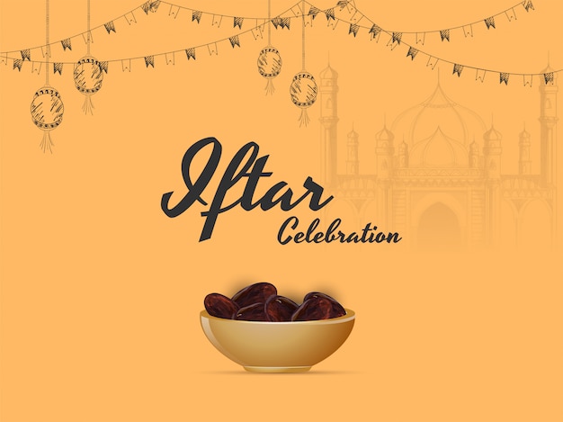 Ramadan mubarak, koncepcja partii iftar. Premium Wektorów