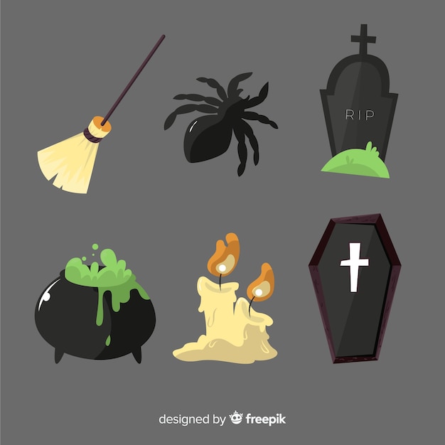 Ręcznie rysowane element kolekcji halloween w czarnych odcieniach Darmowych Wektorów