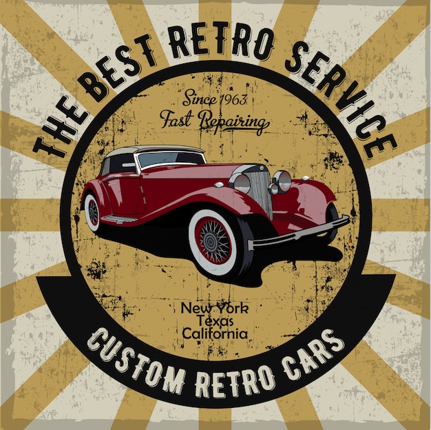 Ręcznie Rysowane Etykiety Samochodów Retro Premium Wektorów
