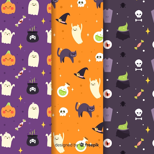 Ręcznie rysowane halloween wzór kolekcji Darmowych Wektorów
