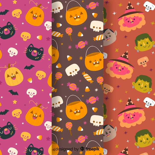 Ręcznie rysowane halloween wzór kolekcji Darmowych Wektorów
