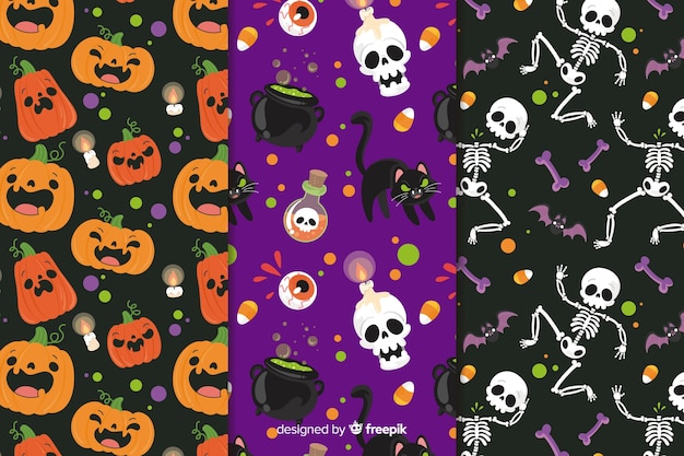 Ręcznie rysowane halloween wzór kolekcji Darmowych Wektorów