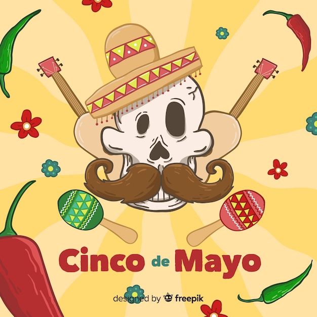Ręcznie Rysowane Tła Cinco De Mayo Darmowych Wektorów