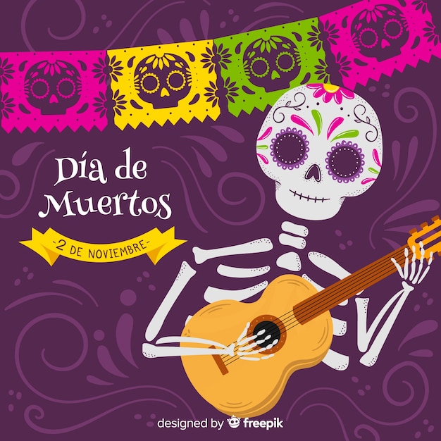 Ręcznie rysowane tła dia de muertos Darmowych Wektorów