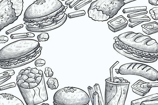 Ręcznie rysowane tła fast food Darmowych Wektorów