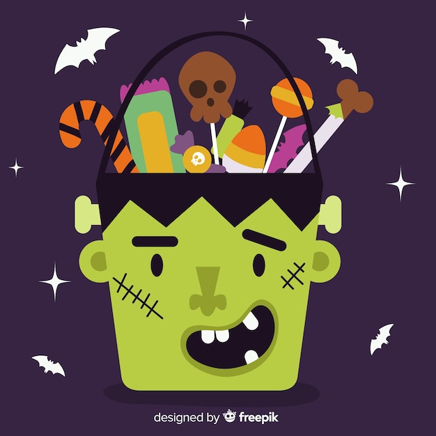 Ręcznie rysowane torby frankenstein halloween Darmowych Wektorów