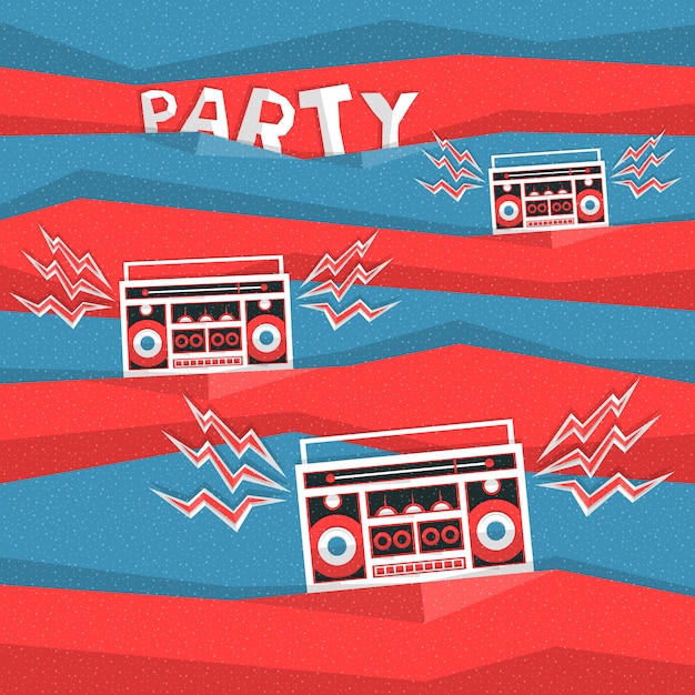 Retro 80s przyjęcia muzyki abstrakta wektoru tło Premium Wektorów