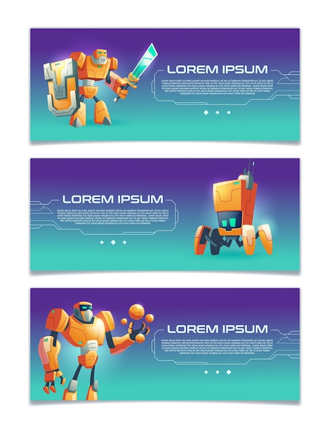 Serwis internetowy sztucznej inteligencji, uruchamianie technologii robotyki, kreskówka portal gier komputerowych Darmowych Wektorów