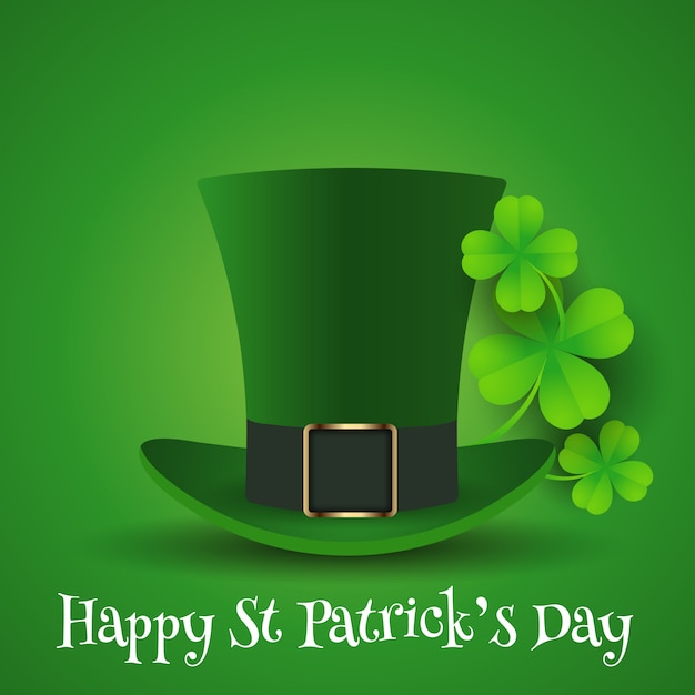 St patricks dnia tło z odgórnym kapeluszem i shamrock Darmowych Wektorów