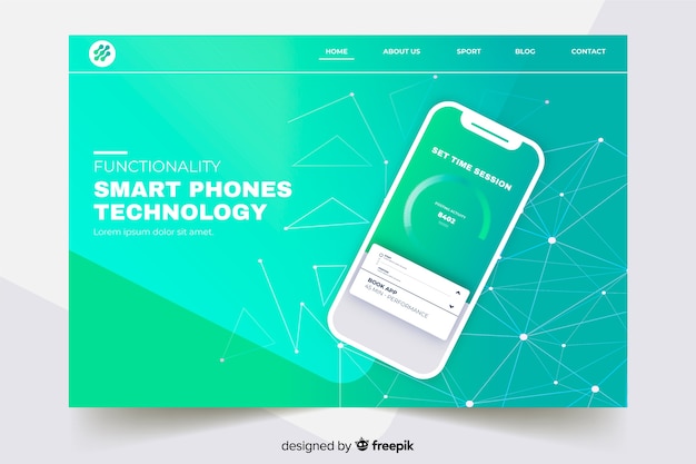 Strona docelowa ze smartfonem w odcieniach zieleni Darmowych Wektorów