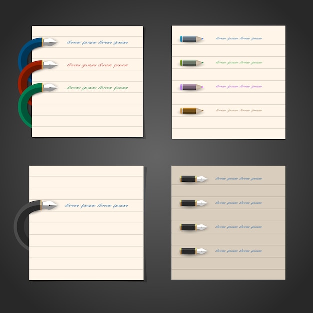 Stylizowane pióro i ołówek do infografiki, projektowanie biznesowe, projektowanie stron internetowych Premium Wektorów