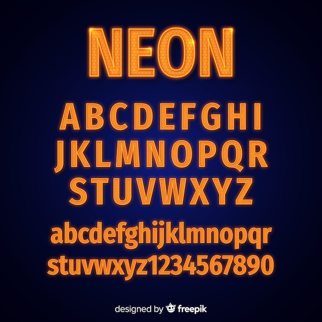 Szablon alfabetu neonowego Darmowych Wektorów