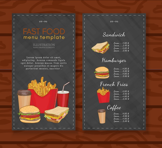 Szablon projektu menu fast food Premium Wektorów