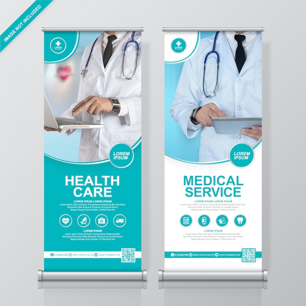 Szablon projektu rollup opieki zdrowotnej i medycznej i standee Premium Wektorów