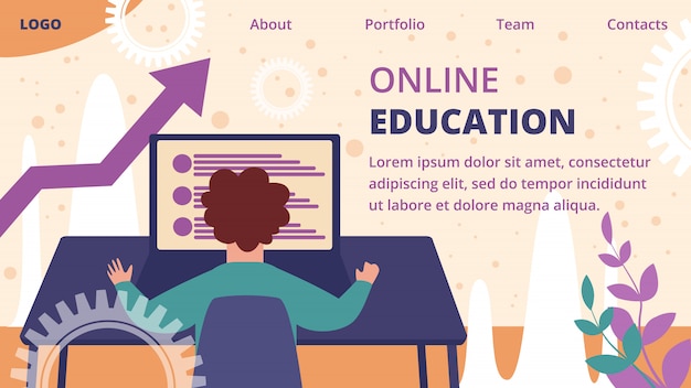 Szablon strony docelowej edukacji online Premium Wektorów
