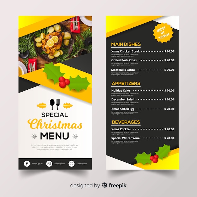 Szablon świąteczny menu Darmowych Wektorów