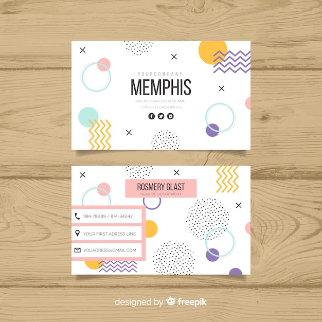 Szablon Wizytówki W Stylu Memphis Darmowych Wektorów