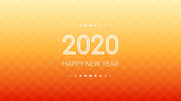 Szczęśliwego nowego roku 2020 w gradiencie pomarańczowym tle wielokąta kwadratowego Premium Wektorów