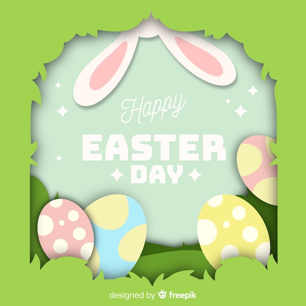 Szczęśliwy easter dnia tło w papieru stylu Darmowych Wektorów