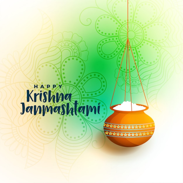 Szczęśliwy krishna janmastami piękne powitanie z dahi handi Darmowych Wektorów