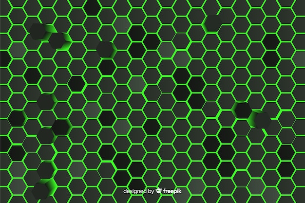 Technologiczny honeycomb tło w zieleni Darmowych Wektorów