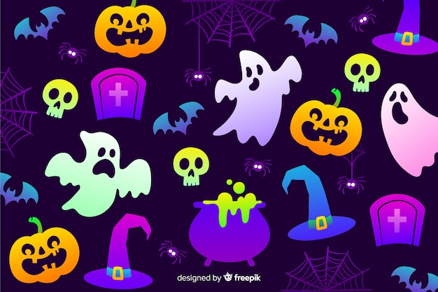 Tło gradientowe elementy halloween Darmowych Wektorów