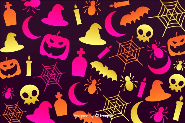 Tło gradientowe elementy halloween Darmowych Wektorów