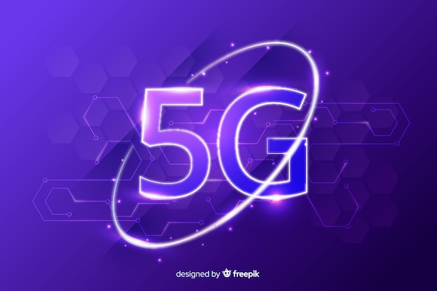 Tło z fioletowym pojęciem 5g Darmowych Wektorów