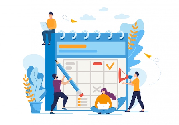 Ulotka informacyjna daily business planning flat. Premium Wektorów