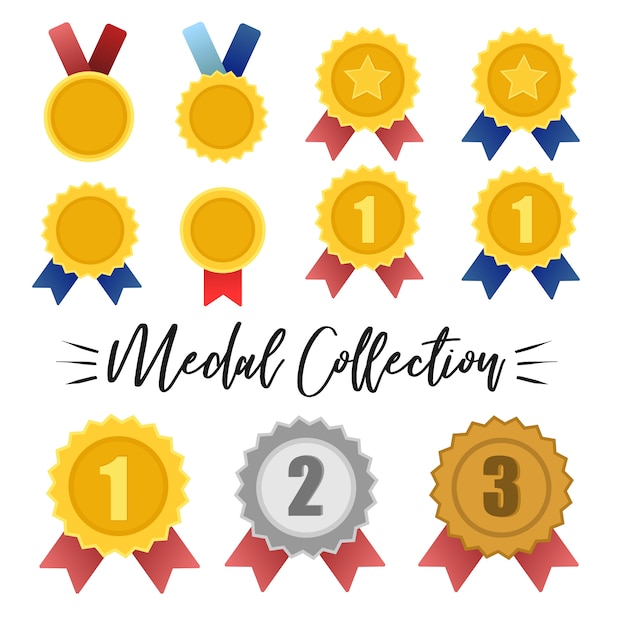 Wektor kolekcji złota, srebra i brązu medal Premium Wektorów