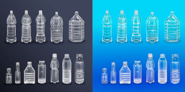 Wektor Realistyczny Plastikowy Pojemnik Woda Mineralna Butelka Napój Etykieta Na Białym Tle Pusty Plastikowa Butelka Wody Napój Picie Mineralne Wektor Plastikowy Obiekt Premium Wektorów