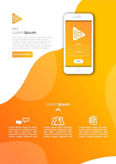 Wektor ulotki promocyjnej aplikacji mobilnych Premium Wektorów