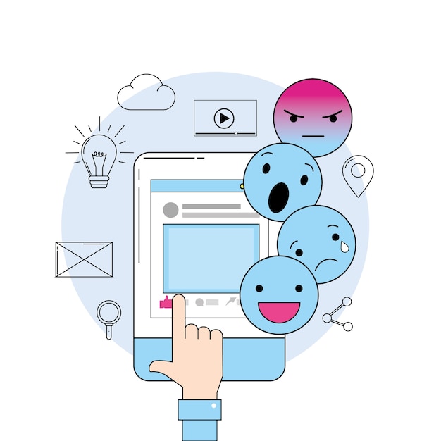 Wiadomość emoji ze smartfonem na stronie internetowej Premium Wektorów