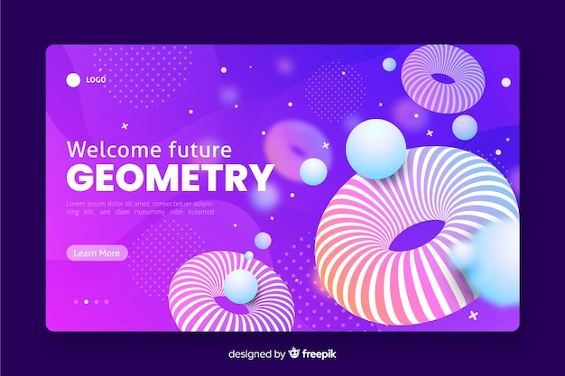 Witamy przyszłą geometryczną stronę docelową 3d Darmowych Wektorów