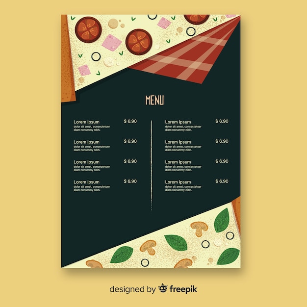 Wygląd menu dla pizzerii Darmowych Wektorów
