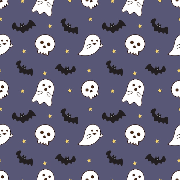 Wzór szczęśliwy halloween ikony na białym tle na fioletowym tle. Premium Wektorów