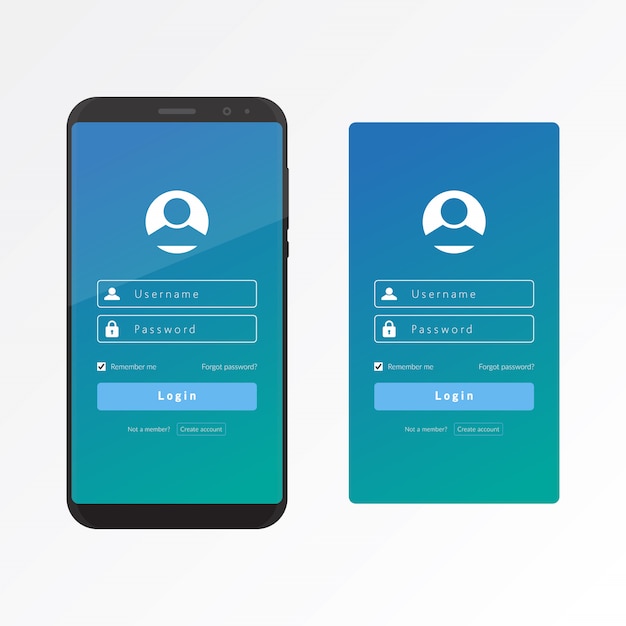 Zaloguj się w interfejsie użytkownika i ux za pomocą szablonu projektu inteligentnego telefonu Premium Wektorów