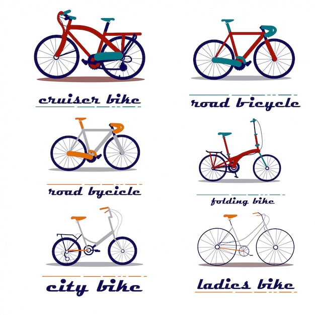 Zestaw ilustracji wektorowych rowerów Premium Wektorów