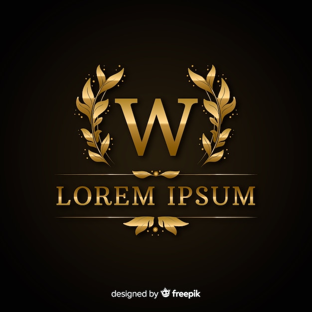 Złoty Elegancki Luksusowy Logo Szablon Premium Wektor