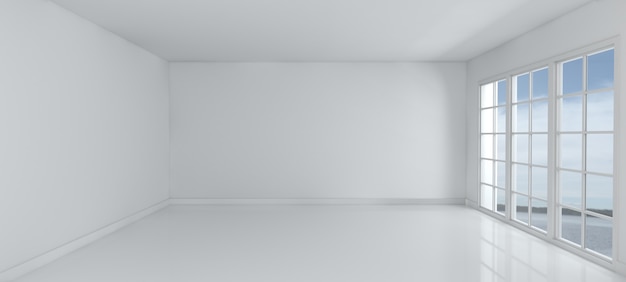 3d render z pustego pokoju z systemem windows Darmowe Zdjęcia