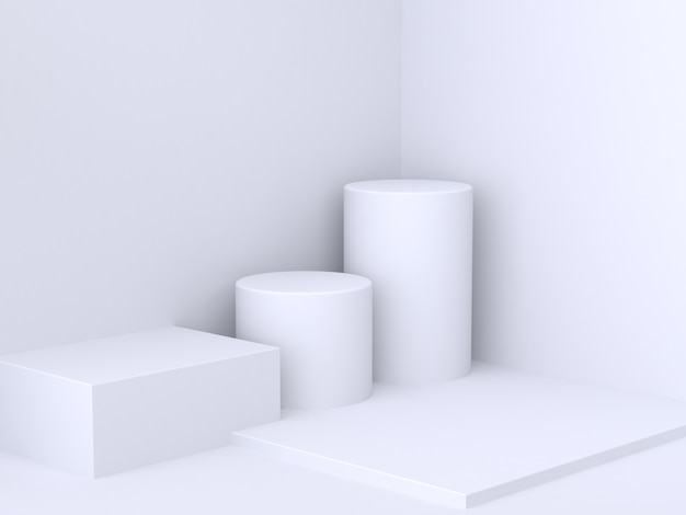 Kwadratowy Cylinder Białej ściany Kąta Tła 3d Minimalny Abstrakcjonistyczny Rendering Premium Zdjęcia