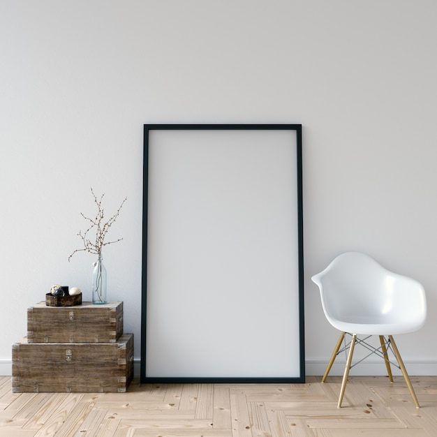 Plakatowe Makieta W Skandynawskim Wnętrzu Premium Zdjęcia