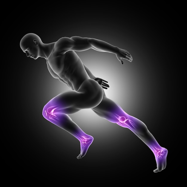 Renderuj 3d Mężczyznę Rysunek W Sprinting Ułożenia Z