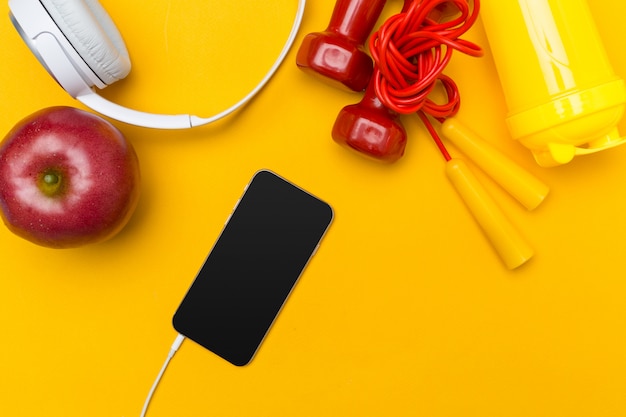 Sportowe Koncepcje Fitness Ze Sprzętem Do ćwiczeń Premium Zdjęcia