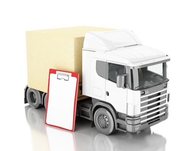 3d ilustración camión con cajas de cartón. Foto Premium