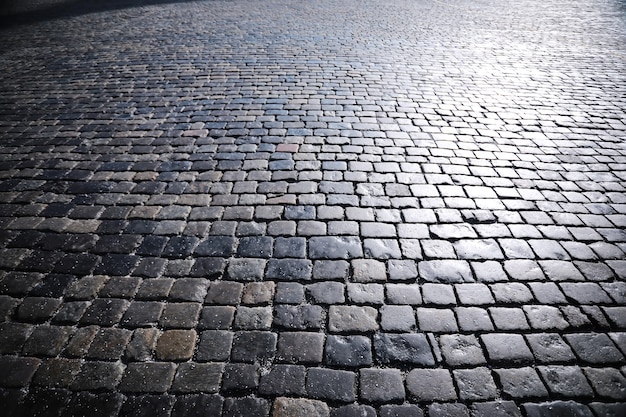 Adoquines Grises Pasarela Peatonal Pavimento De Cerca La Textura