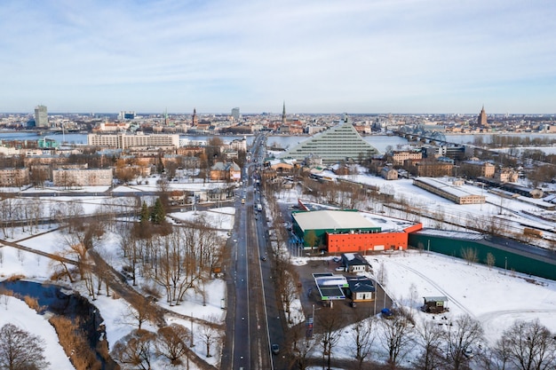 Areal Vista De Riga Letonia En Invierno Foto Gratis