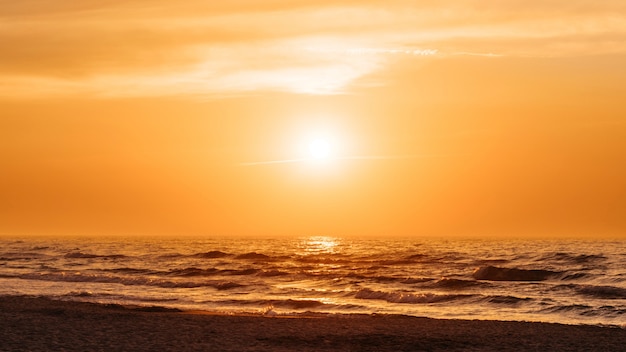 Atardecer Naranja En Una Playa En Verano Foto Gratis