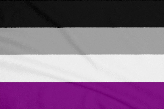 Bandera De La Comunidad Asexual Lgbt En Una Tela Con Textura S Mbolo Del Orgullo Foto Premium