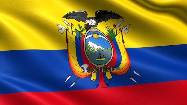 Bandera De Ecuador Con Textura De Tejido Ondulado Foto